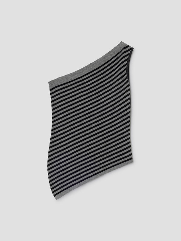 gimaguas Diana Top Striped one-shoulder knit top for women in grey and black