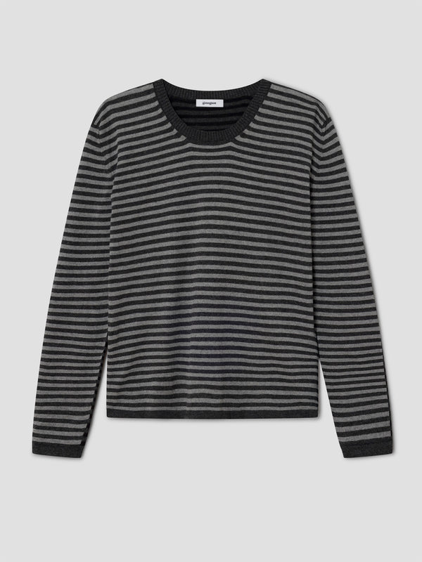 Gimaguas Diego Stripes Jumper Striped Knit Jumper In Grey And Black With Relaxed Fit