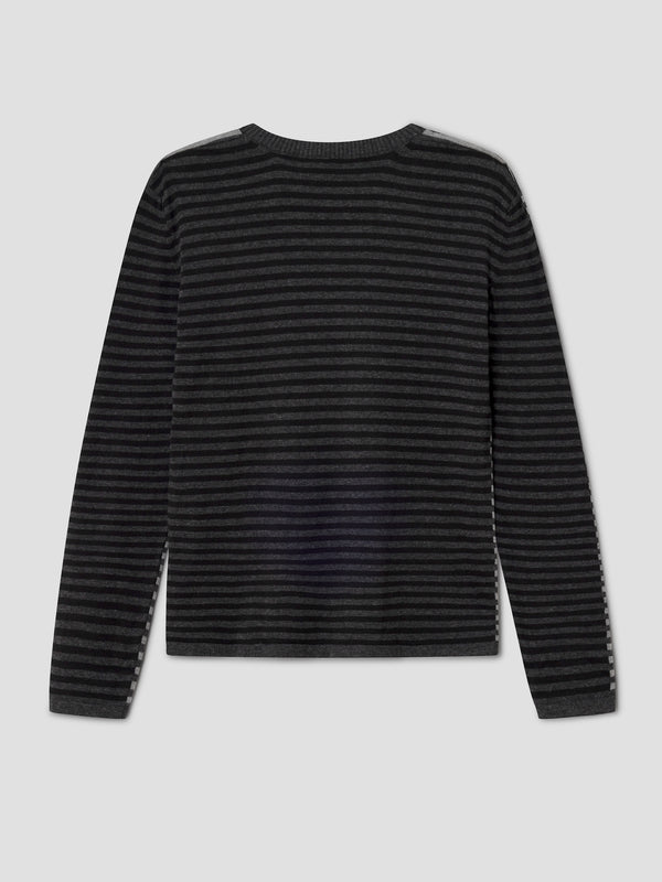 Gimaguas Diego Stripes Jumper Striped Knit Jumper In Grey And Black With Relaxed Fit