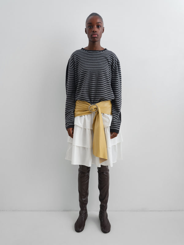 Gimaguas Diego Stripes Jumper Striped Knit Jumper In Grey And Black With Relaxed Fit