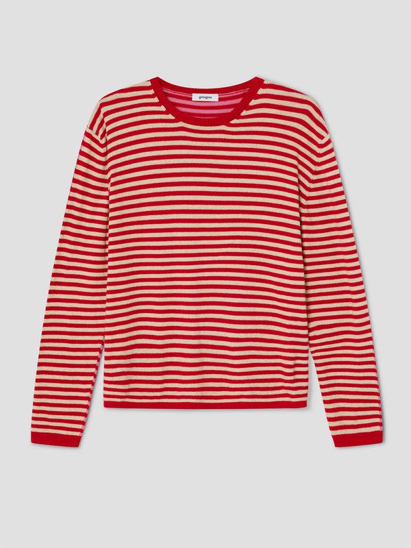 Gimaguas Diego Stripes Jumper Striped Knit Jumper In Red Beige And Pink With Relaxed Fit