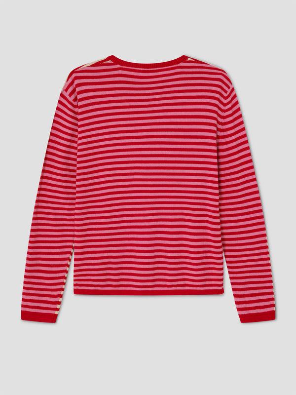 Gimaguas Diego Stripes Jumper Striped Knit Jumper In Red Beige And Pink With Relaxed Fit