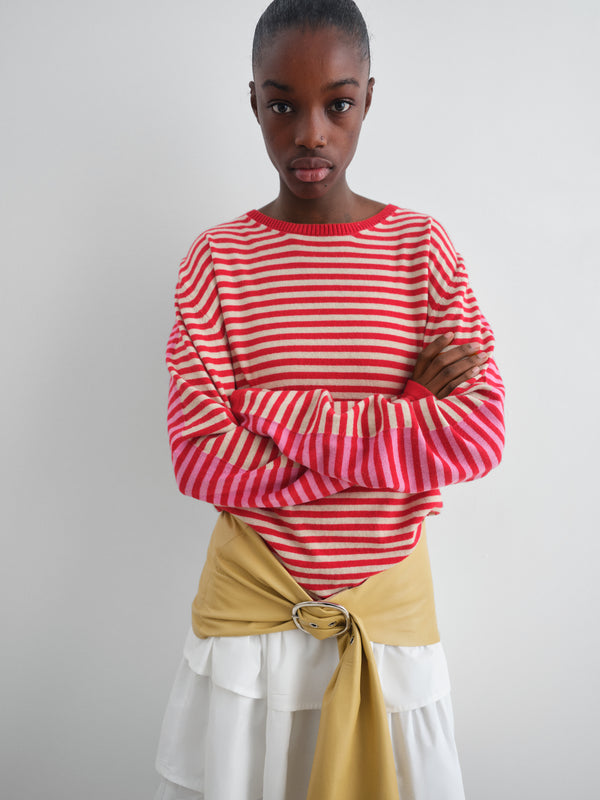 gimaguas Diego Stripes Jumper Striped knit jumper in red beige and pink with relaxed fit