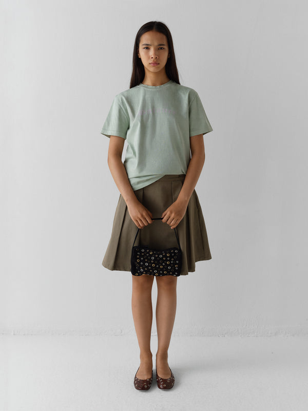 Gimaguas Estuche Bag Black Suede Mini Baguette Bag For Women With Silver Eyelets