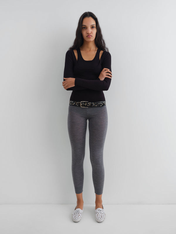 Gimaguas Étoile Jumper Black Wool-knit Jumper For Women With Double-layer Neckline