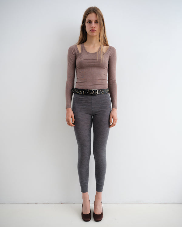 Gimaguas Étoile Jumper Light Brown Wool-knit Jumper For Women With Double-layer Neckline