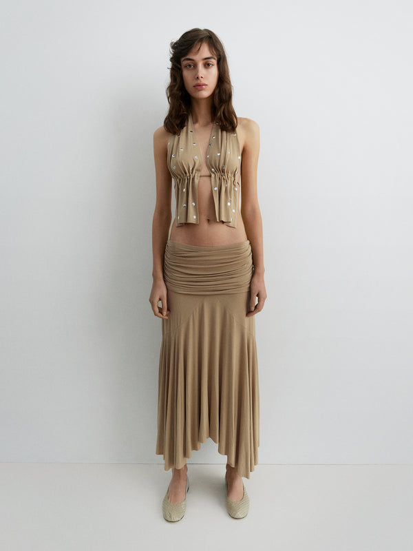 Gimaguas Fortuna Skirt Fortuna Midi Skirt Beige - Bottoms - Gimaguas