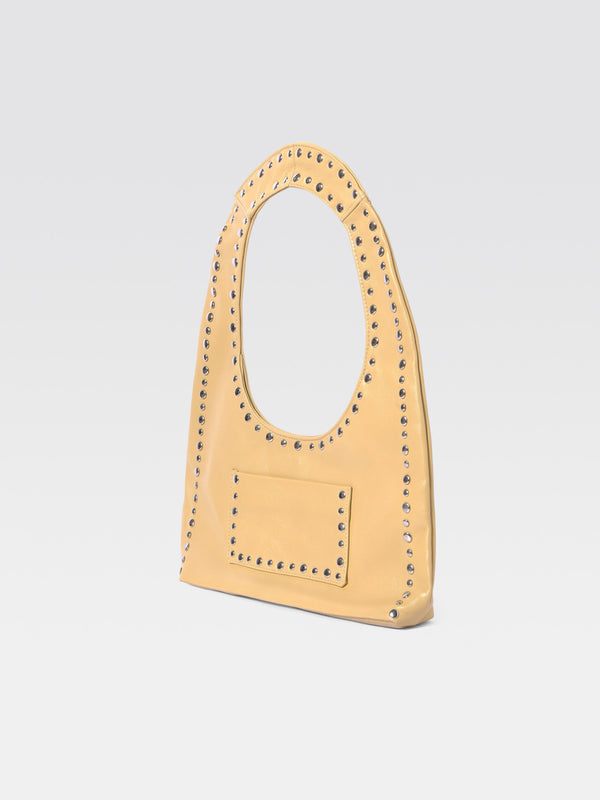 Gimaguas Franca Bag Butter Patent Leather Shoulder Bag For Women With Silver Studs