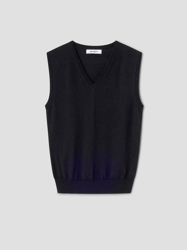 gimaguas Garçon Vest Black wool-knit vest for women with V-neckline