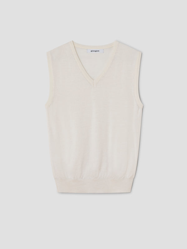 gimaguas Garçon Vest Off-white wool-knit vest for women with V-neckline gimaguas Garçon Vest Off-white wool-knit vest for women with V-neckline