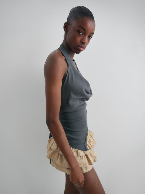 Gimaguas Jardin Shorts Beige Poplin Mini Skirt For Women With Built-in Shorts