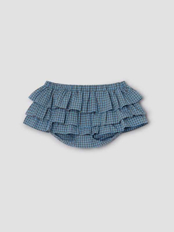 gimaguas Jardin Shorts Blue checkered mini skirt for women with built-in shorts