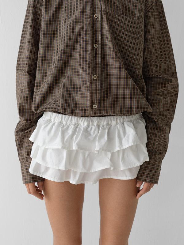 Gimaguas Jardin Shorts White Poplin Mini Skirt For Women With Built-in Shorts