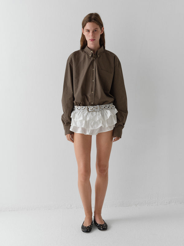 Gimaguas Jardin Shorts White Poplin Mini Skirt For Women With Built-in Shorts