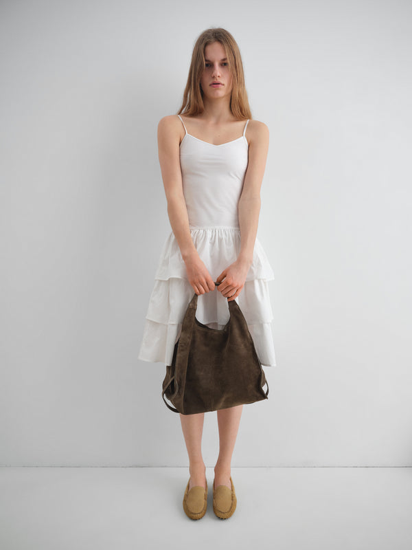 Gimaguas Joan Midi Dress White Midi Dress For Women With Fitted Top And Ruffled Skirt