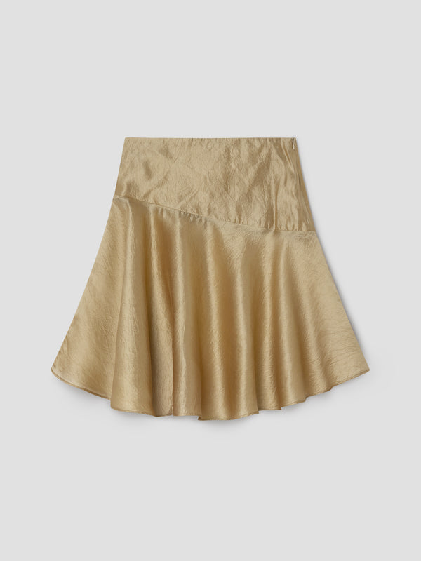 gimaguas Justine Skirt Golden silk midi skirt for women with corset-tie back