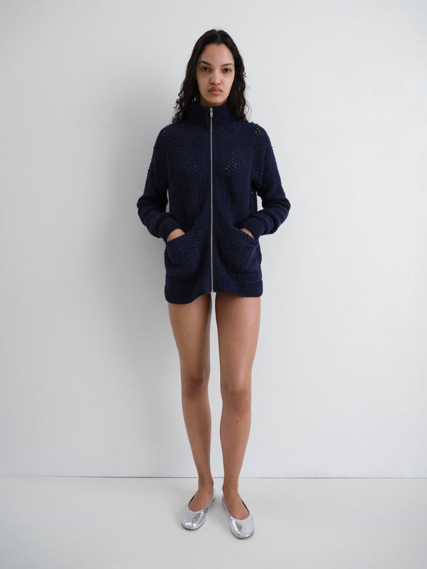 Gimaguas Liam Jacket Liam Crochet Zip Up Jacket Grey Blue - Gimaguas