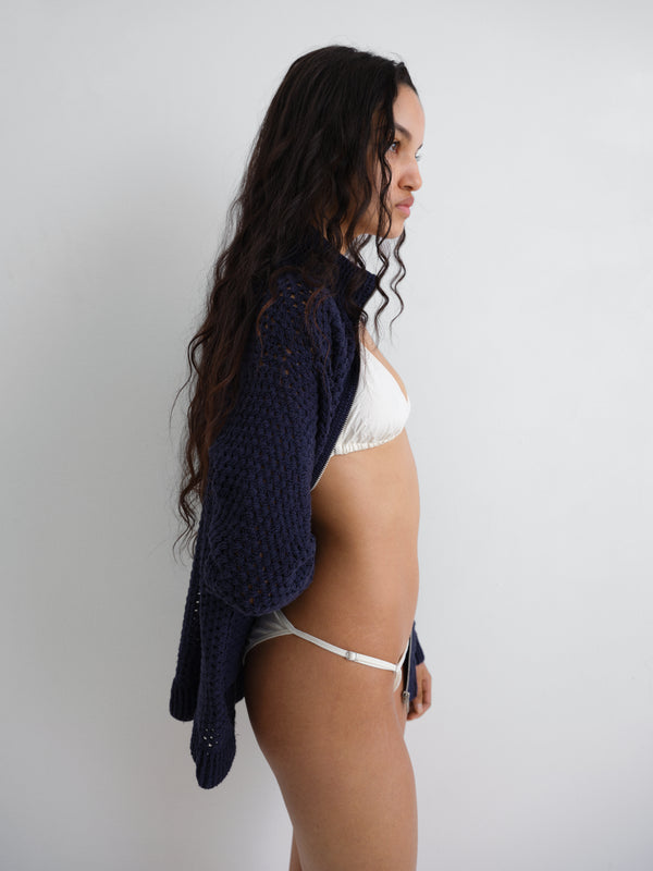 Gimaguas Liam Jacket Liam Crochet Zip Up Jacket Grey Blue - Gimaguas