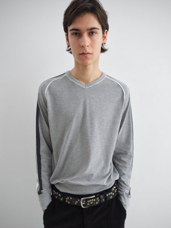 Gimaguas Lucas T-Shirt Grey Long-sleeve T-shirt With Black And White Strap