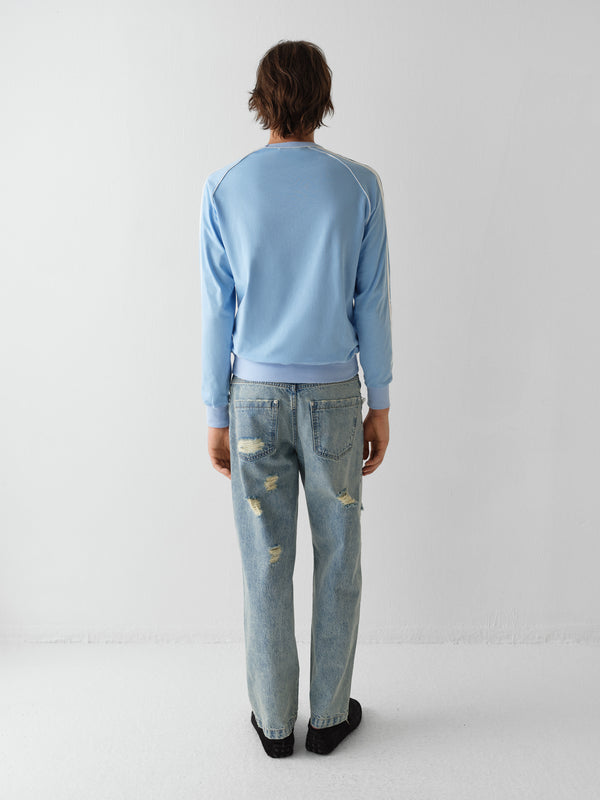 Gimaguas Lucas T-Shirt Light Blue Long-sleeve T-shirt With Grey And White Strap