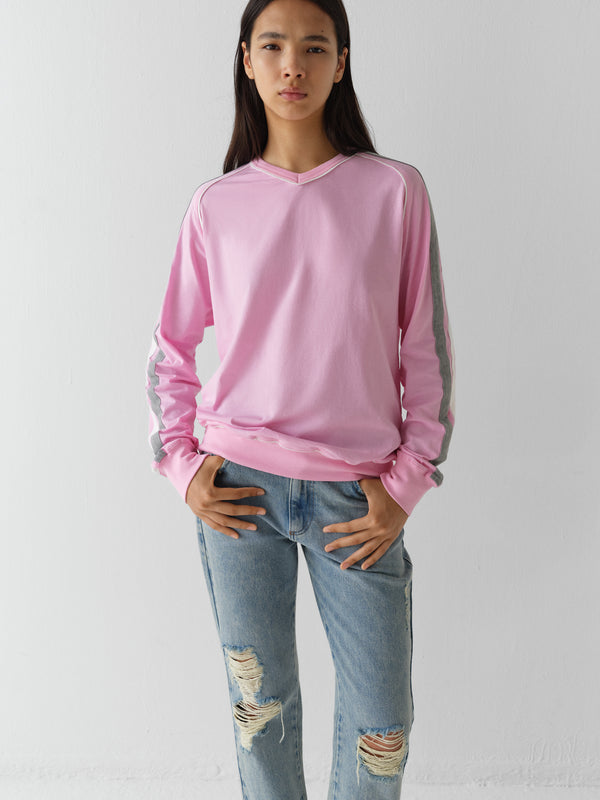 Gimaguas Lucas T-Shirt Pink Long-sleeve T-shirt With Grey And White Strap