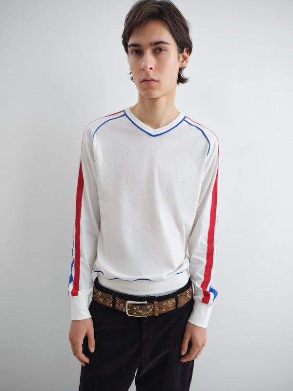 Gimaguas Lucas T-Shirt White Long-sleeve T-shirt With Red And Blue Strap