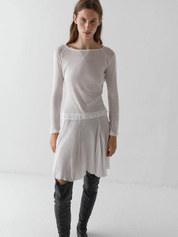 gimaguas Maura Skirt White semi-sheer midi skirt for women with pointed hem