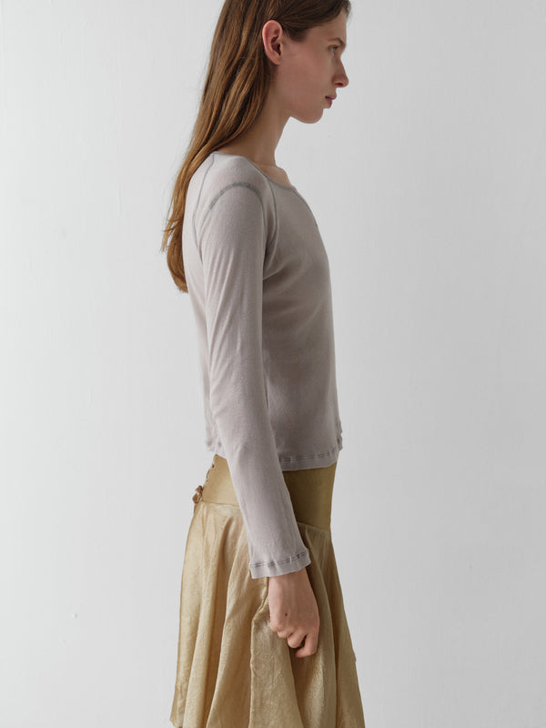 Gimaguas Maura Top Grey Semi-sheer Top For Women With Contrast Seams