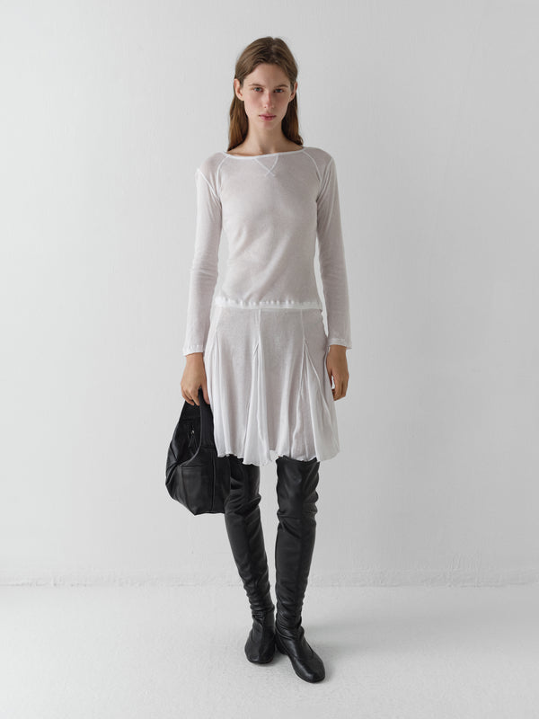 Gimaguas Maura Top White Semi-sheer Top For Women With Contrast Seams