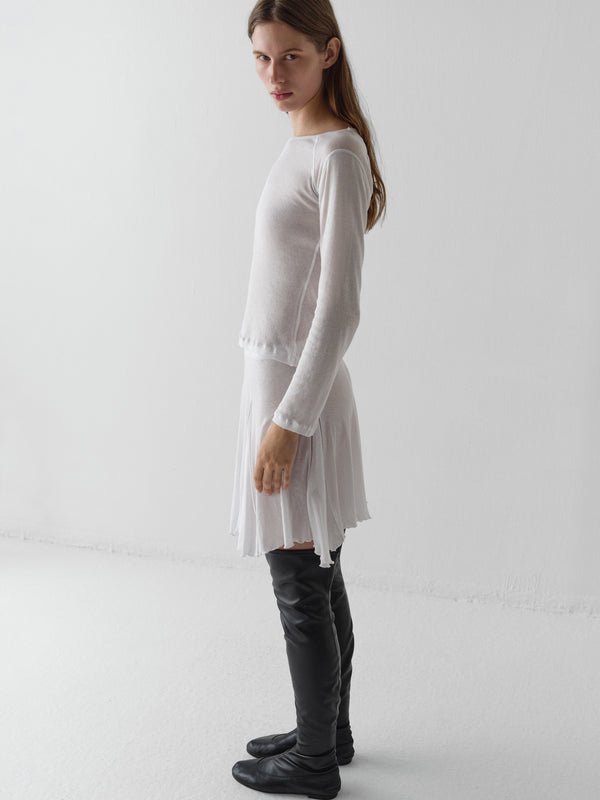 Gimaguas Maura Top White Semi-sheer Top For Women With Contrast Seams