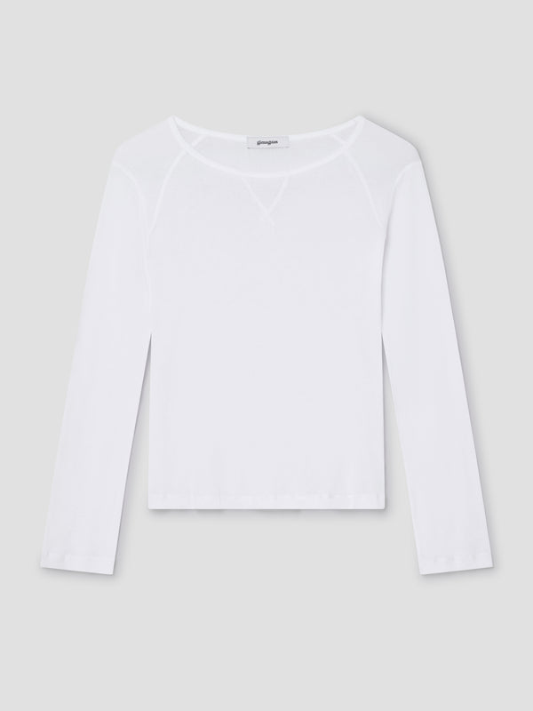 gimaguas Maura Top White semi-sheer top for women with contrast seams