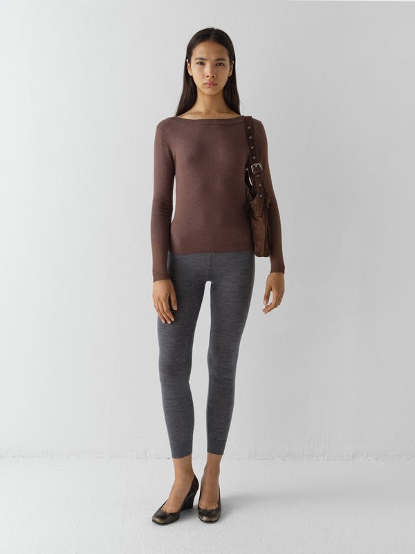 Gimaguas Natalie Jumper Brown Ribbed Jumper For Women With Open V-back