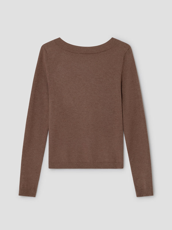 gimaguas Natalie Jumper Brown ribbed jumper for women with open V-back