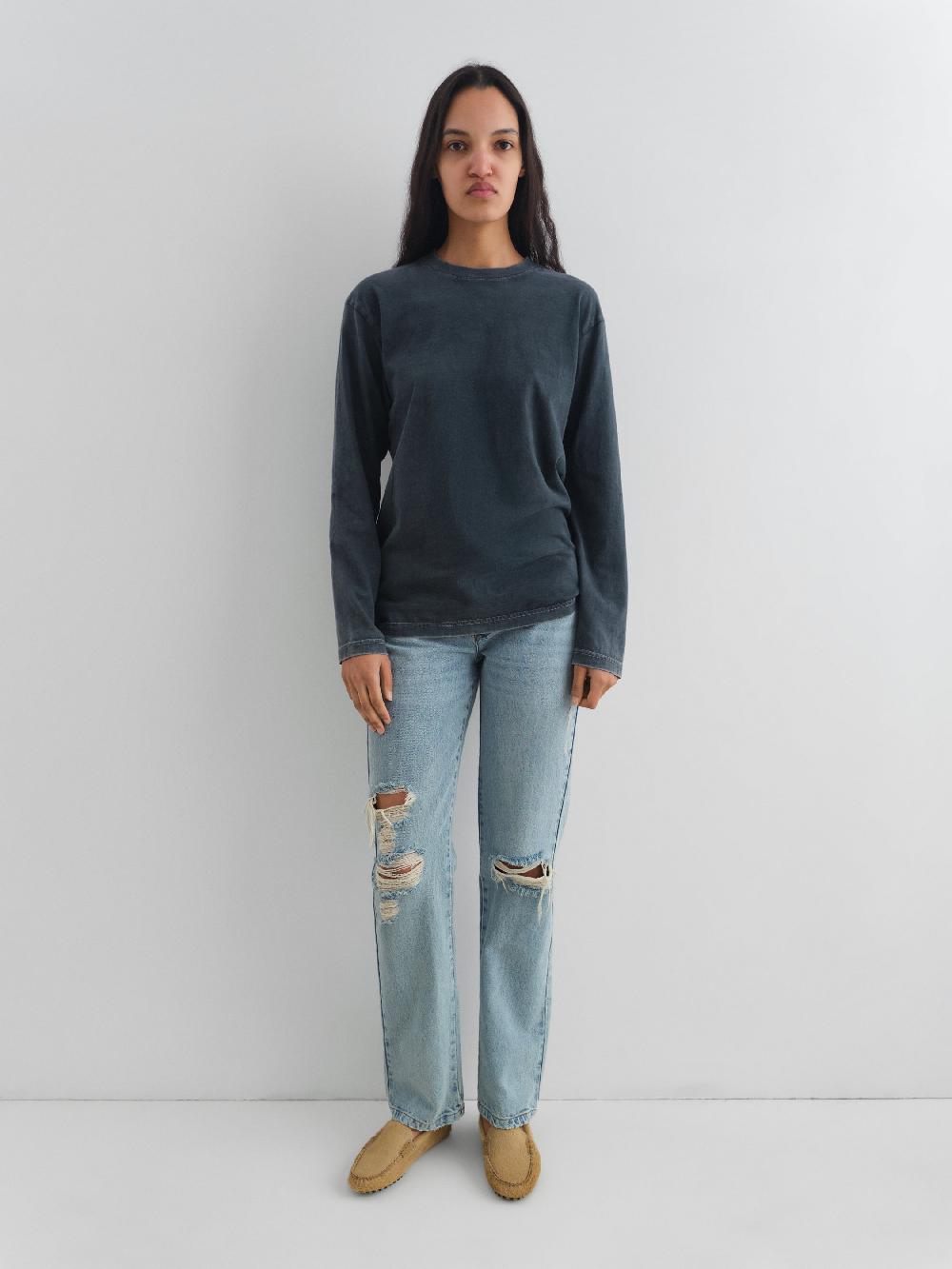 Gimaguas Rotos Trousers Washed Blue Denim Trousers For Women With Relaxed Fit