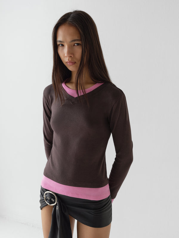 Gimaguas Samm T-Shirt Sam T-Shirt Brown Pink - Gimaguas - Top