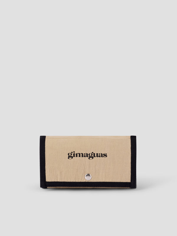 Gimaguas Shopping Bag Foldable Beige Canvas Shoulder Bag For Women With Black Trim