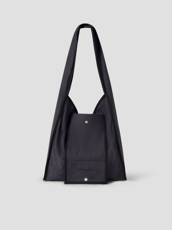 gimaguas Shopping Bag Foldable black canvas shoulder bag for women with tonal trim