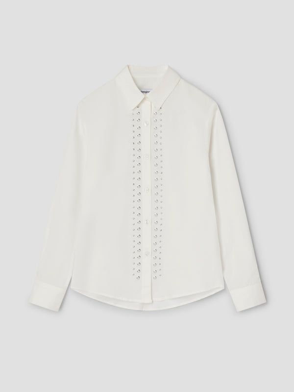 Gimaguas Sky Shirt White Poplin Shirt For Women With Silver Studs