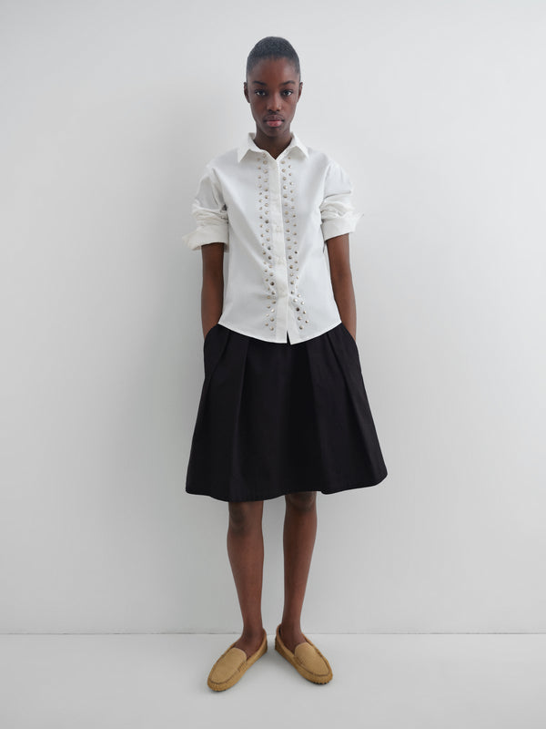 Gimaguas Sky Shirt White Poplin Shirt For Women With Silver Studs