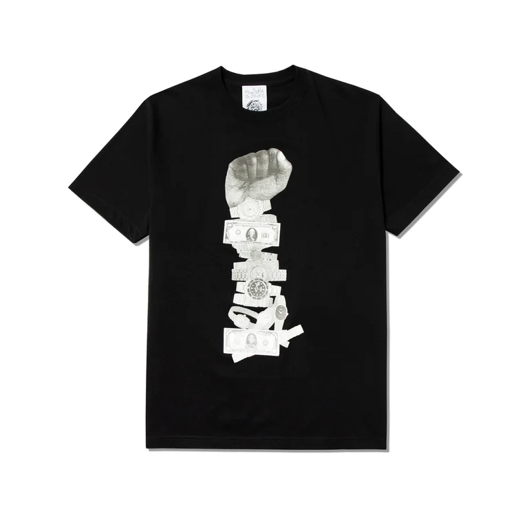 gimme five AVAILABLE NOWHERE MONEY POWER COLLAGE S/S TEE (BLACK)