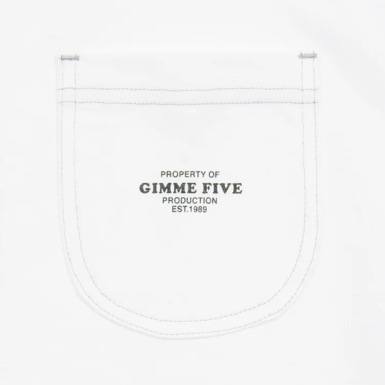 Gimme Five Contrast Stitch Heavy Work Tee (White / Grey)