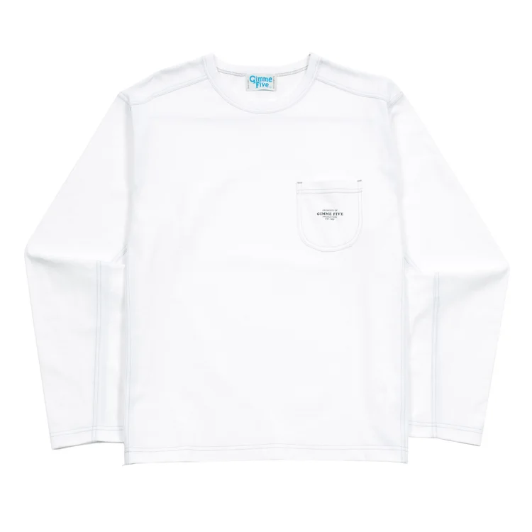 gimme five Contrast Stitch Heavy Work Tee (White / Grey)