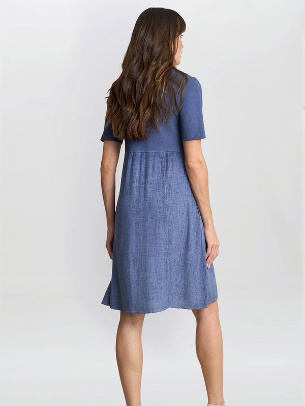 Gina Bacconi Aaliyah Chambray Demin And Jersey Dress