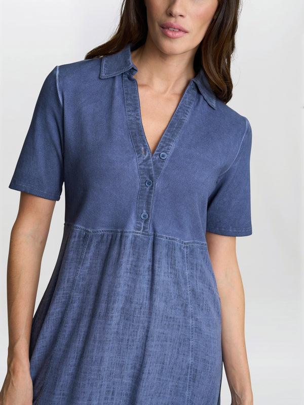 Gina Bacconi Aaliyah Chambray Demin And Jersey Dress