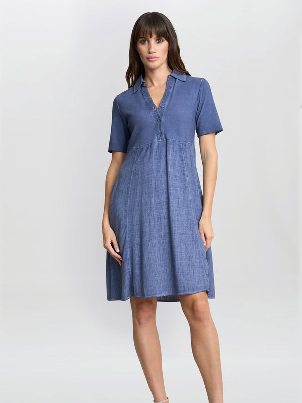 gina bacconi Aaliyah chambray demin and jersey dress