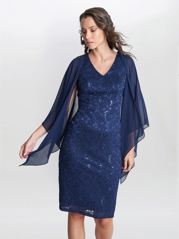 gina bacconi Adelaide v neck shift dress with jacket