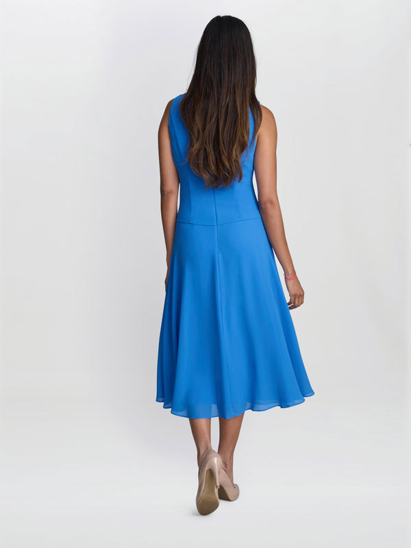 Gina Bacconi Adele Soutache Lace Jacket With Chiffon Dress Cobalt