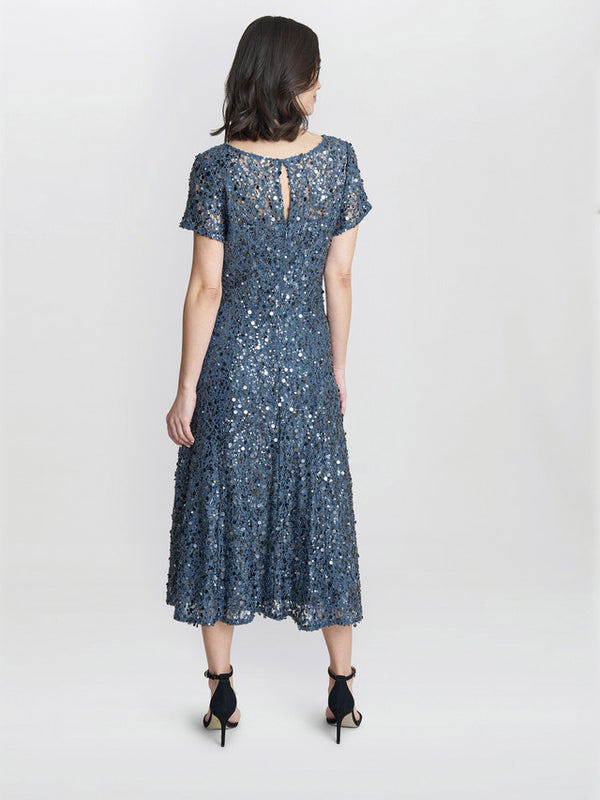 Gina Bacconi Andrea A-line Dress With Illusion Neckline