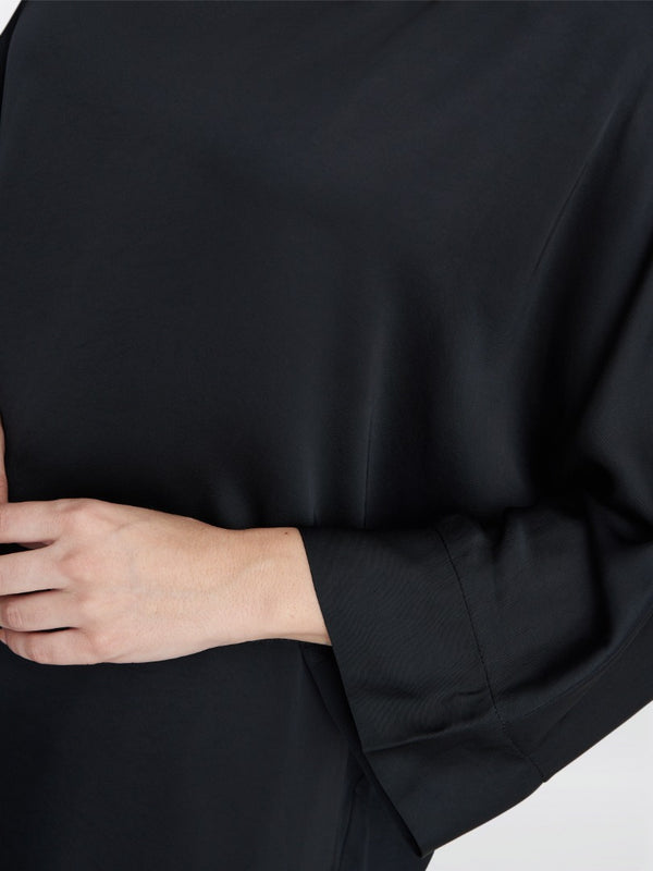 Gina Bacconi Berenice Washed Satin Look Pull On Blouse BLACK