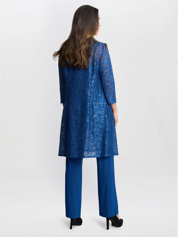 Gina Bacconi Brea Three Piece Metallic Lace Trouser Suit